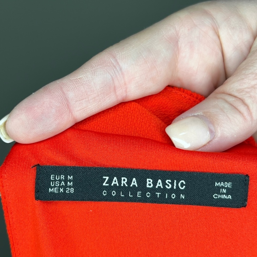 Zara Basic Collection Womens Size Red Cold-Should… - image 6